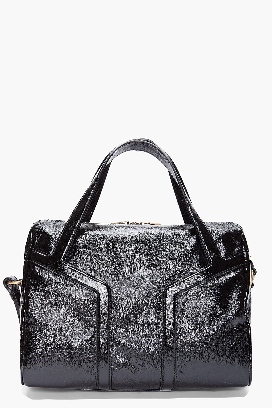 Saint laurent Glossy Black Shoulder Bag in Black | Lyst