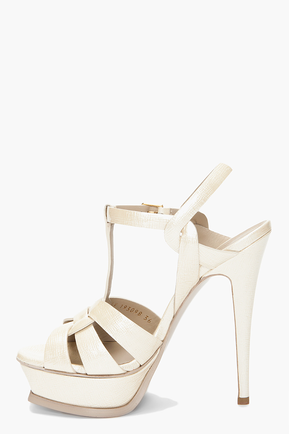 Saint laurent Woven Tribute Heels in White | Lyst