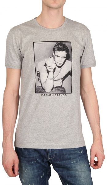 Dolce & Gabbana Marlon Brando Printed Jersey T-shirt in Gray for Men ...