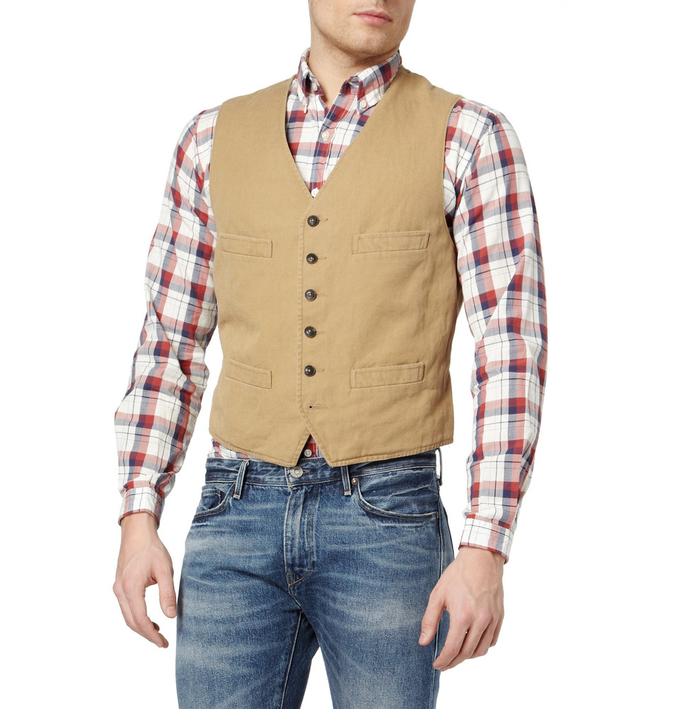 Polo Ralph Lauren Cotton and Linen-blend Waistcoat in Brown for Men - Lyst