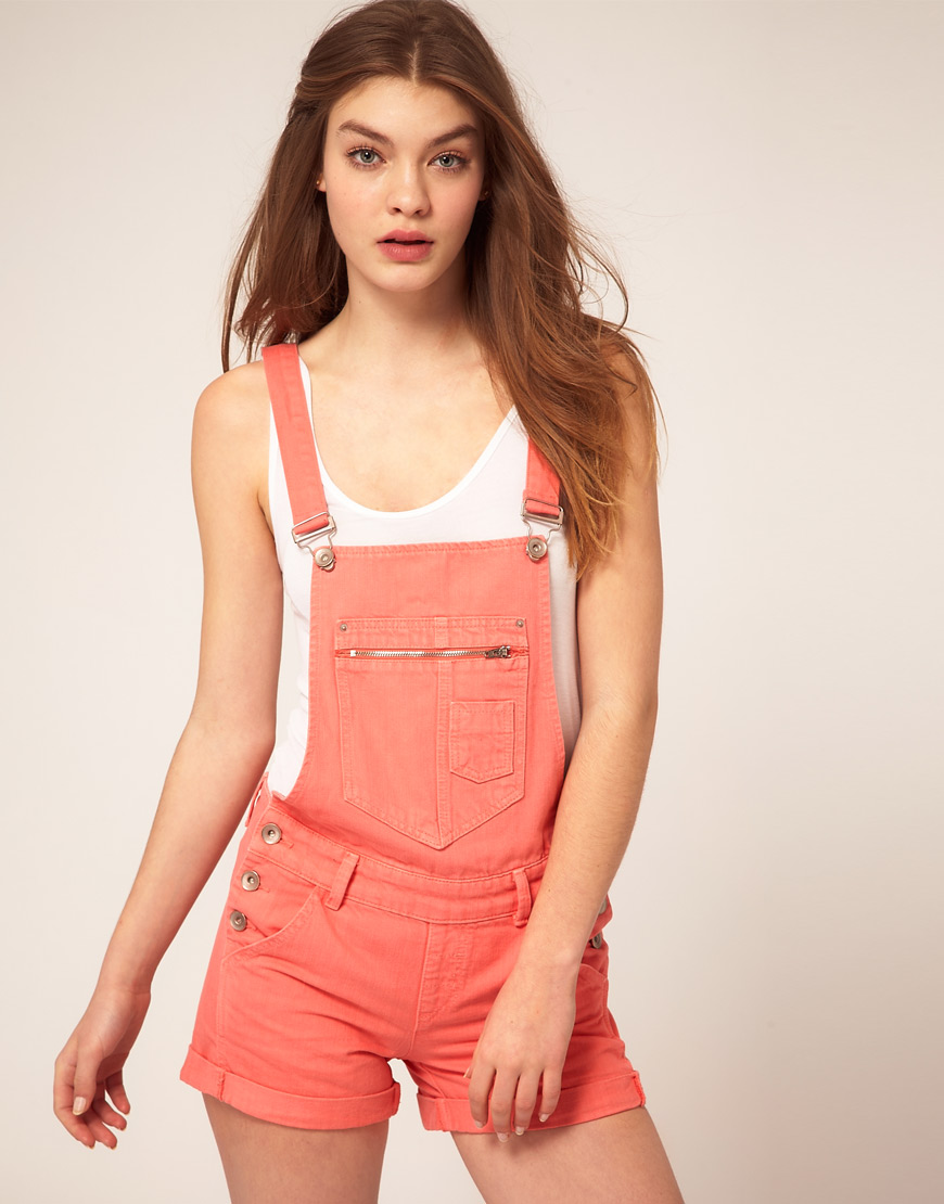 orange overalls shorts
