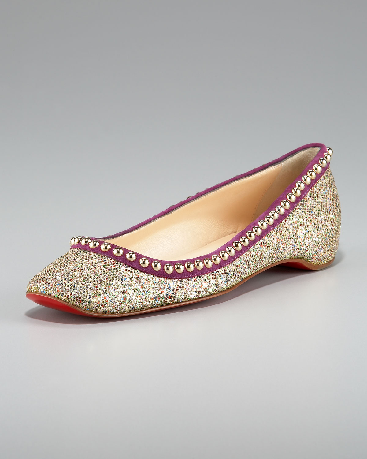 Artesur ? christian louboutin flats Metallic suede scalloped trim  