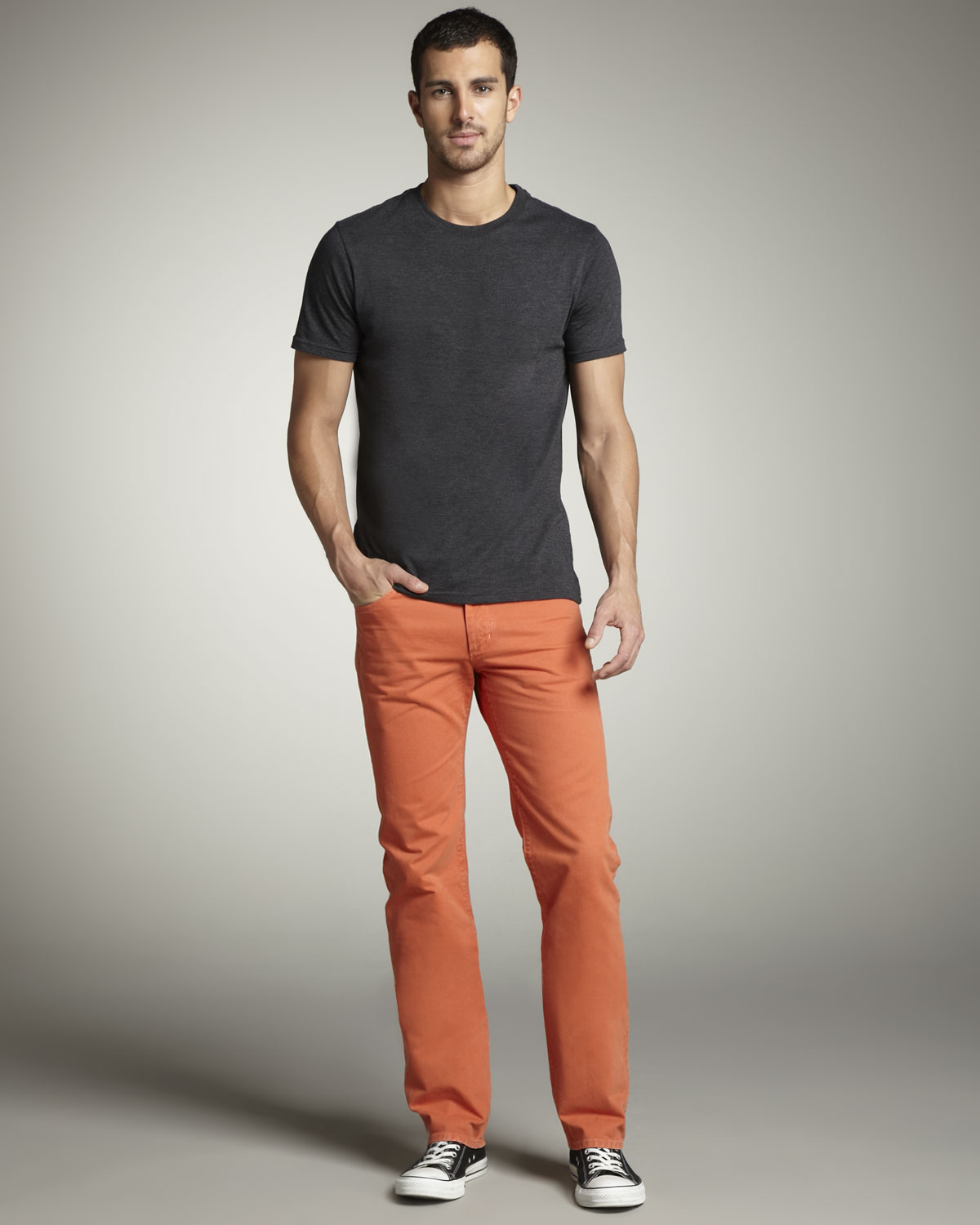 orange jeans