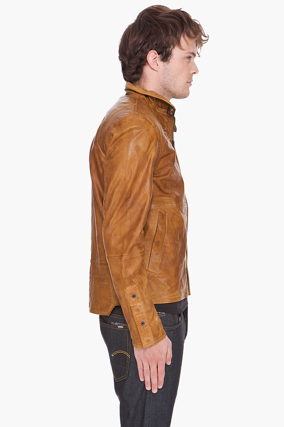 G-Star RAW Brando Leather Jacket in Tan (Natural) for Men - Lyst