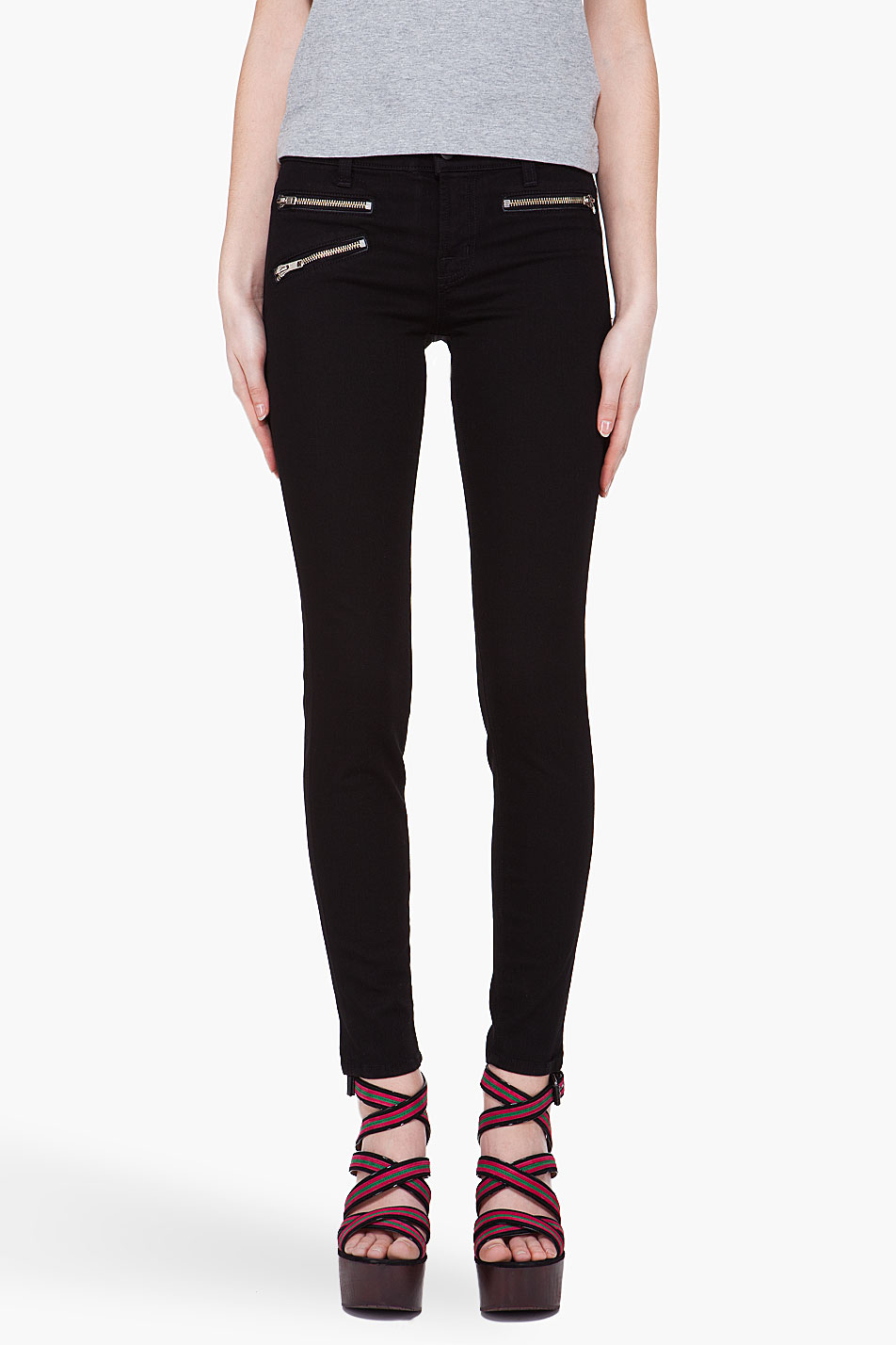 black jeans with zippers on legs