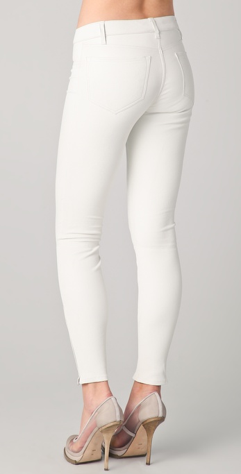 J Brand Super Skinny Leather Pants in White