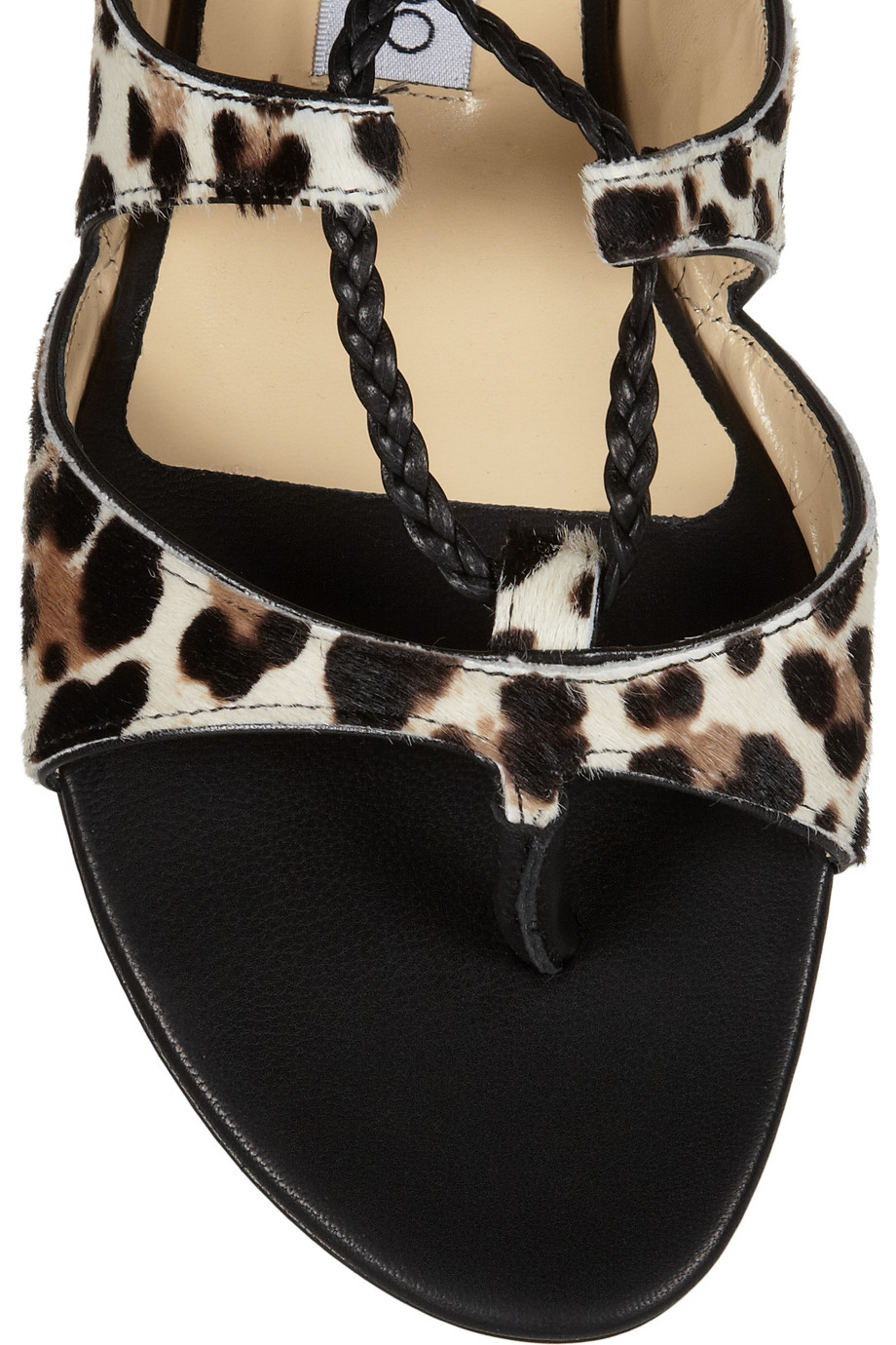 black and leopard print sandals