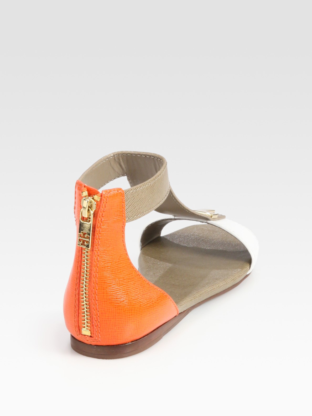 Tory Burch Camelia Leather T-strap Colorblock Sandals in ...