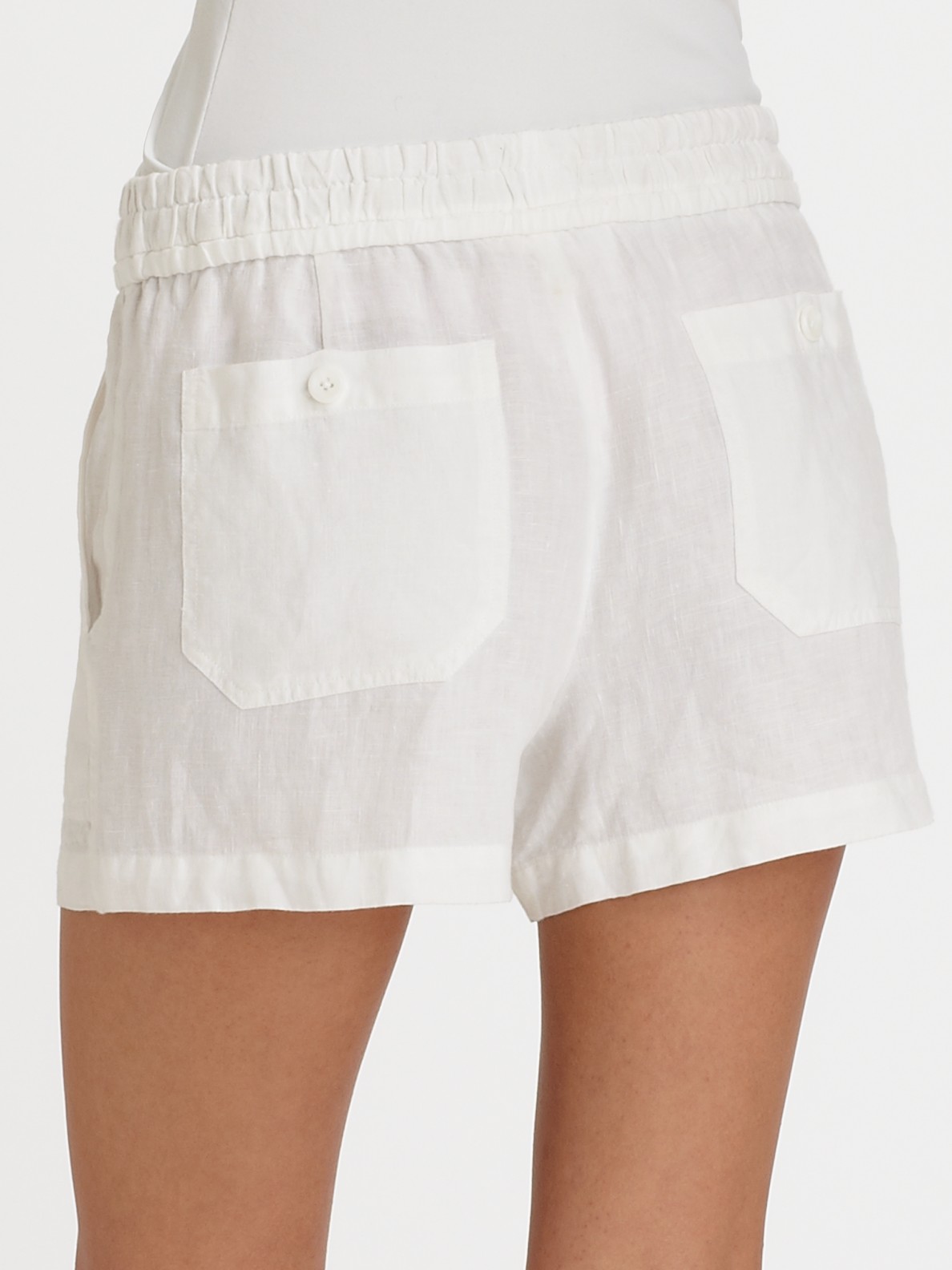 Lyst Vince Linen Drawstring Shorts in Black