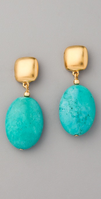 Lyst Kenneth Jay Lane Turquoise Bead Drop Earrings In Metallic Gallery