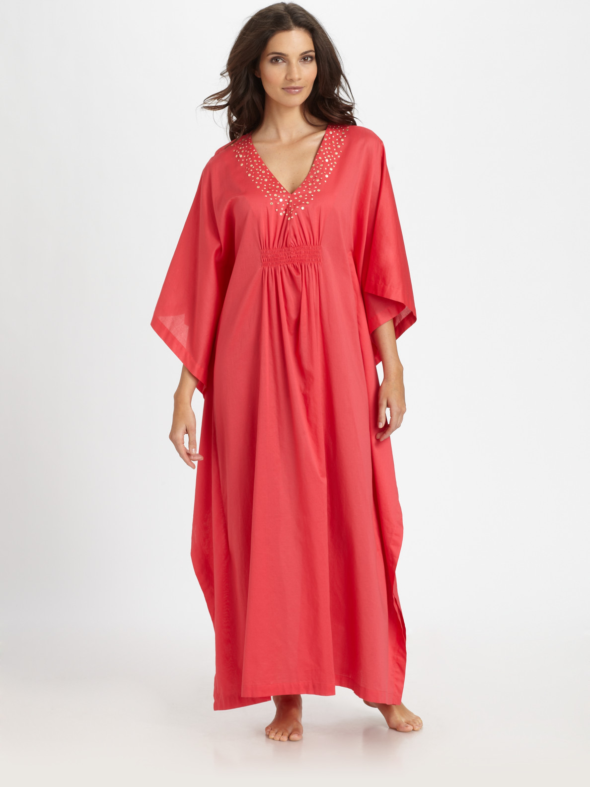 Natori Long Affinity Caftan, Passion Pink in Red Lyst