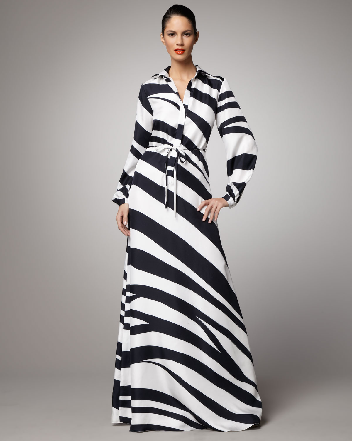 Raoul Maxi Shirtdress In Zebra Black Lyst