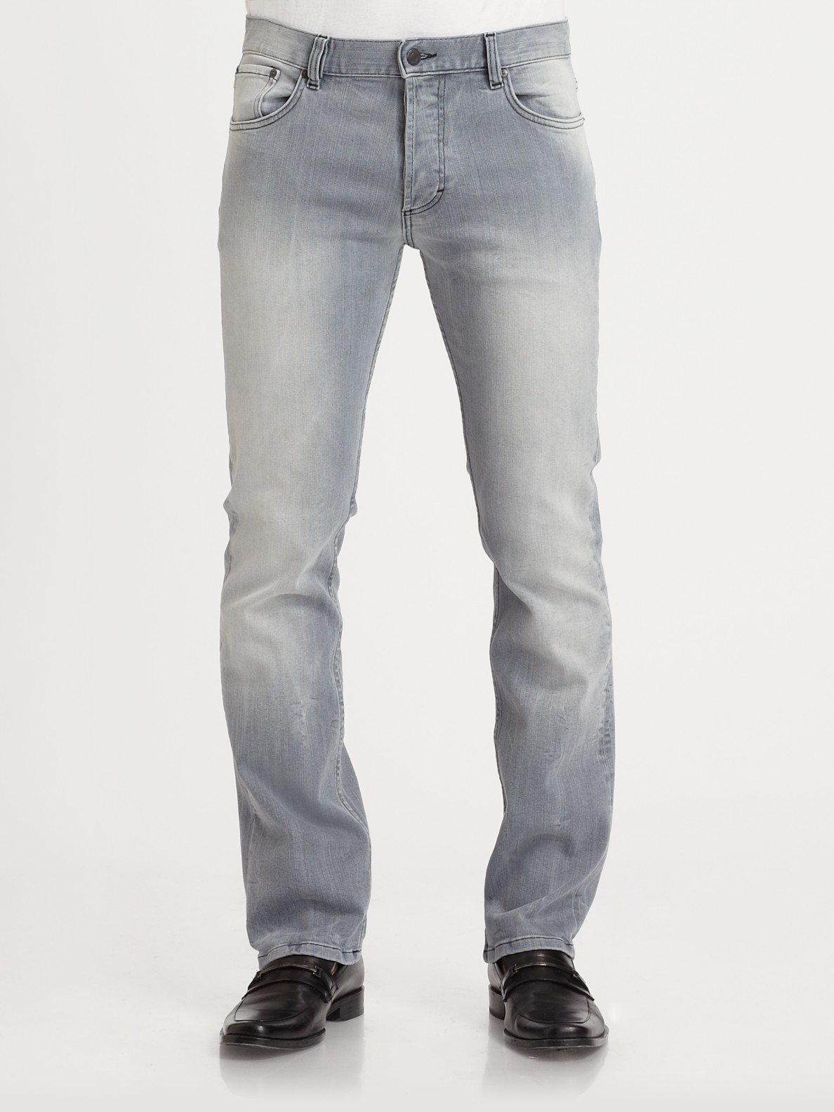 HUGO Stone Washed Denim Jeans in Grey (Gray) for Men - Lyst
