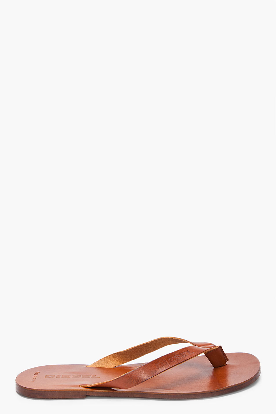 mens tan leather flip flops