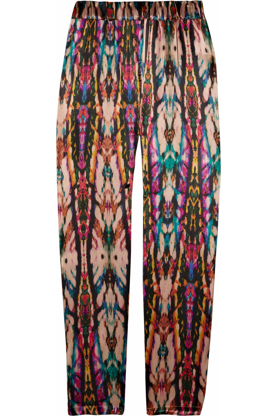 Sandro Printed Silk-satin Pants in Pink - Lyst