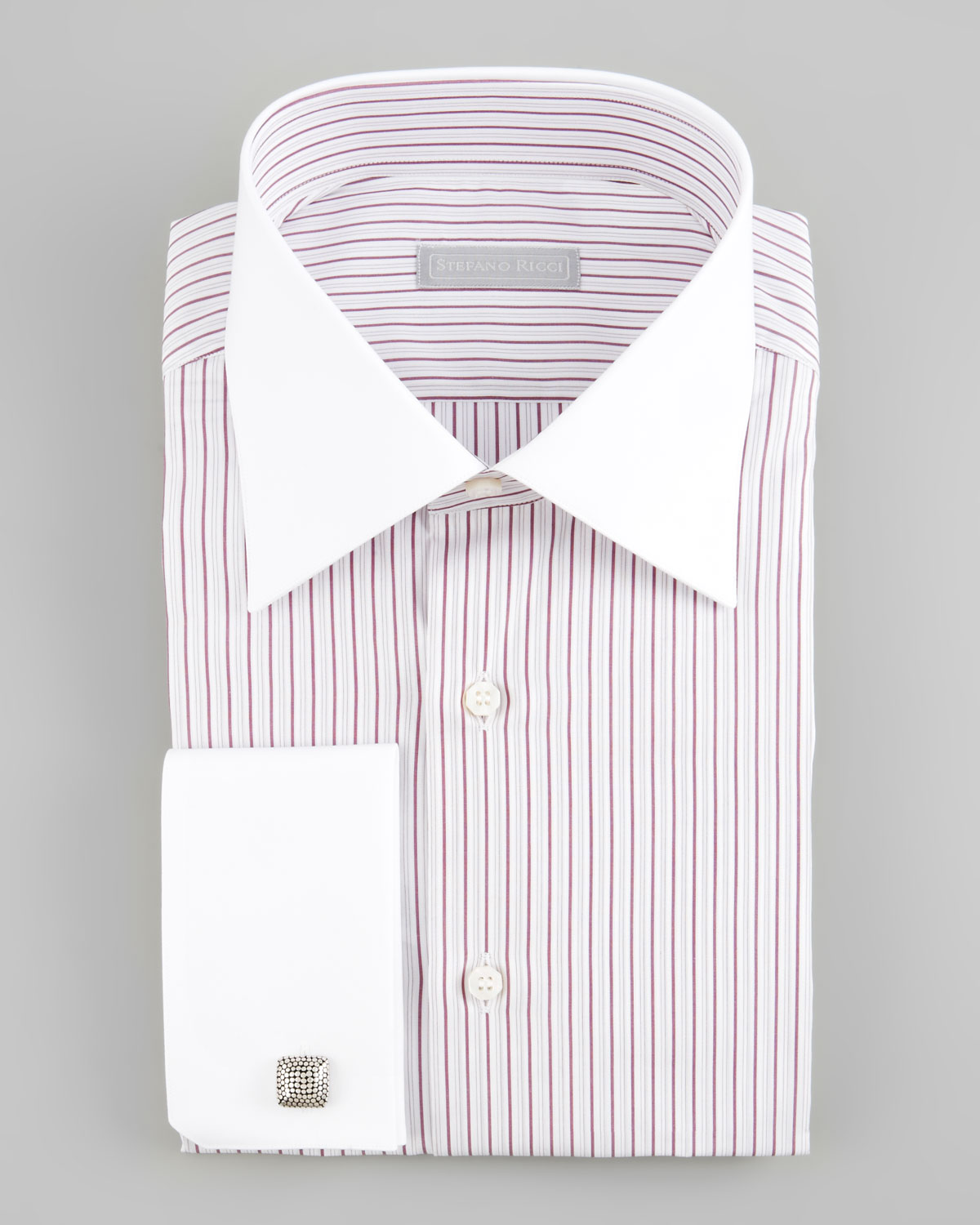 red and white striped formal shirt