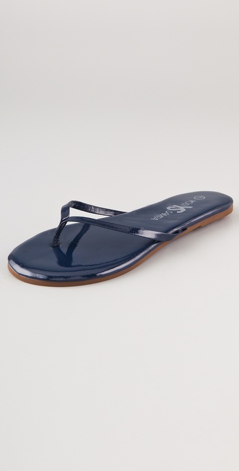 navy blue leather flip flops