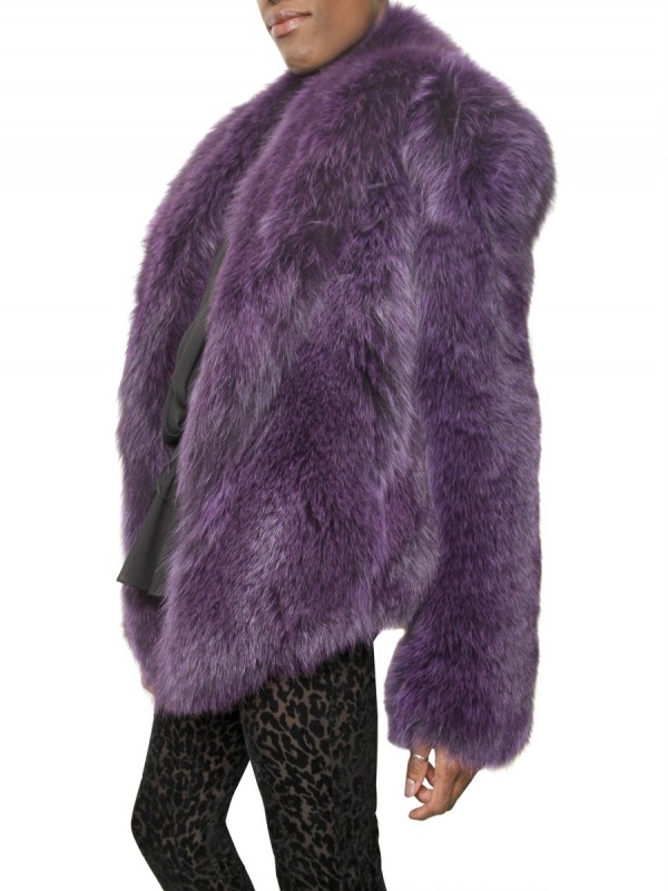 Lyst - Kevork Kiledjian Fox Fur Coat in Purple