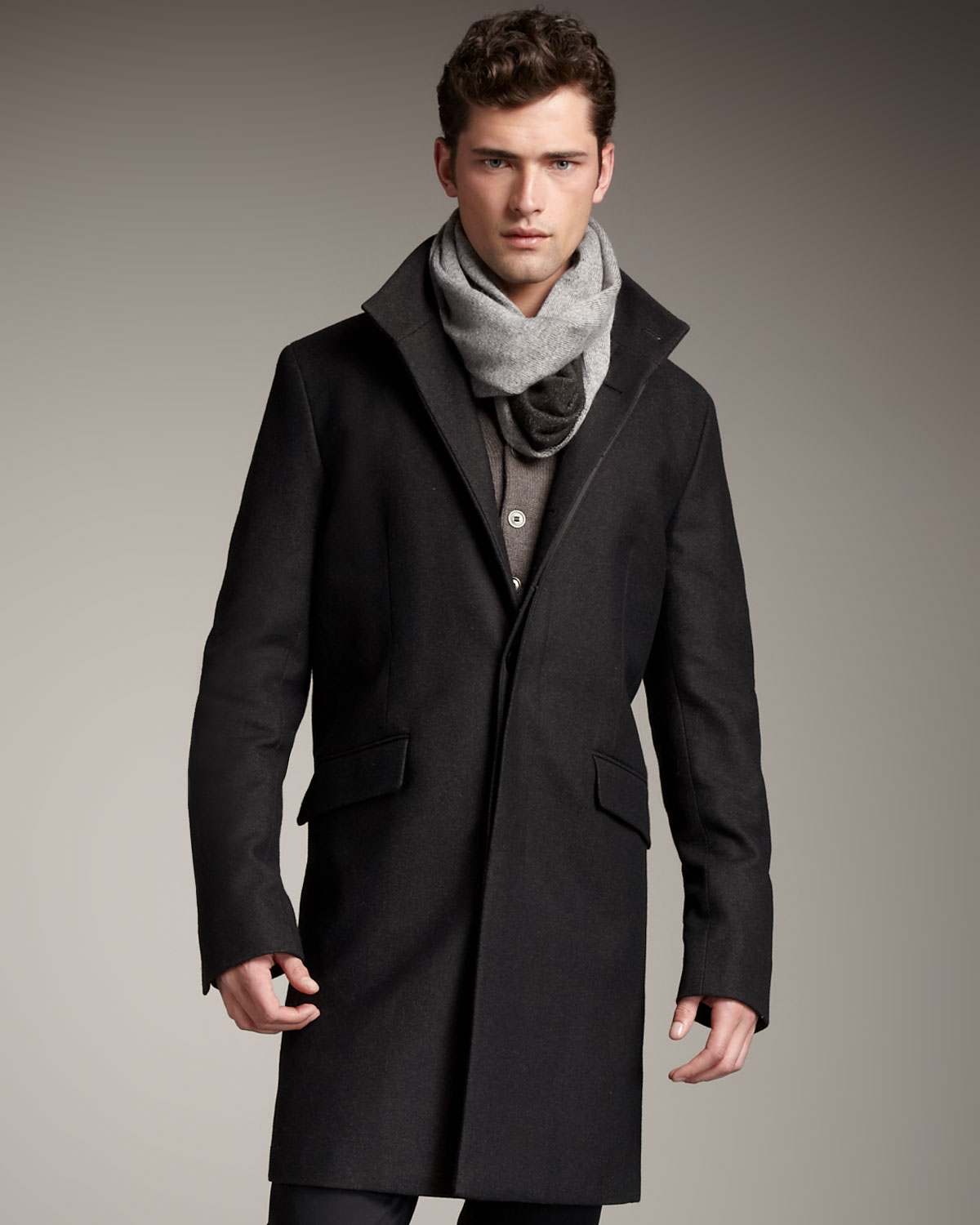 Theory Wool Car Coat in Brown for Men | Lyst