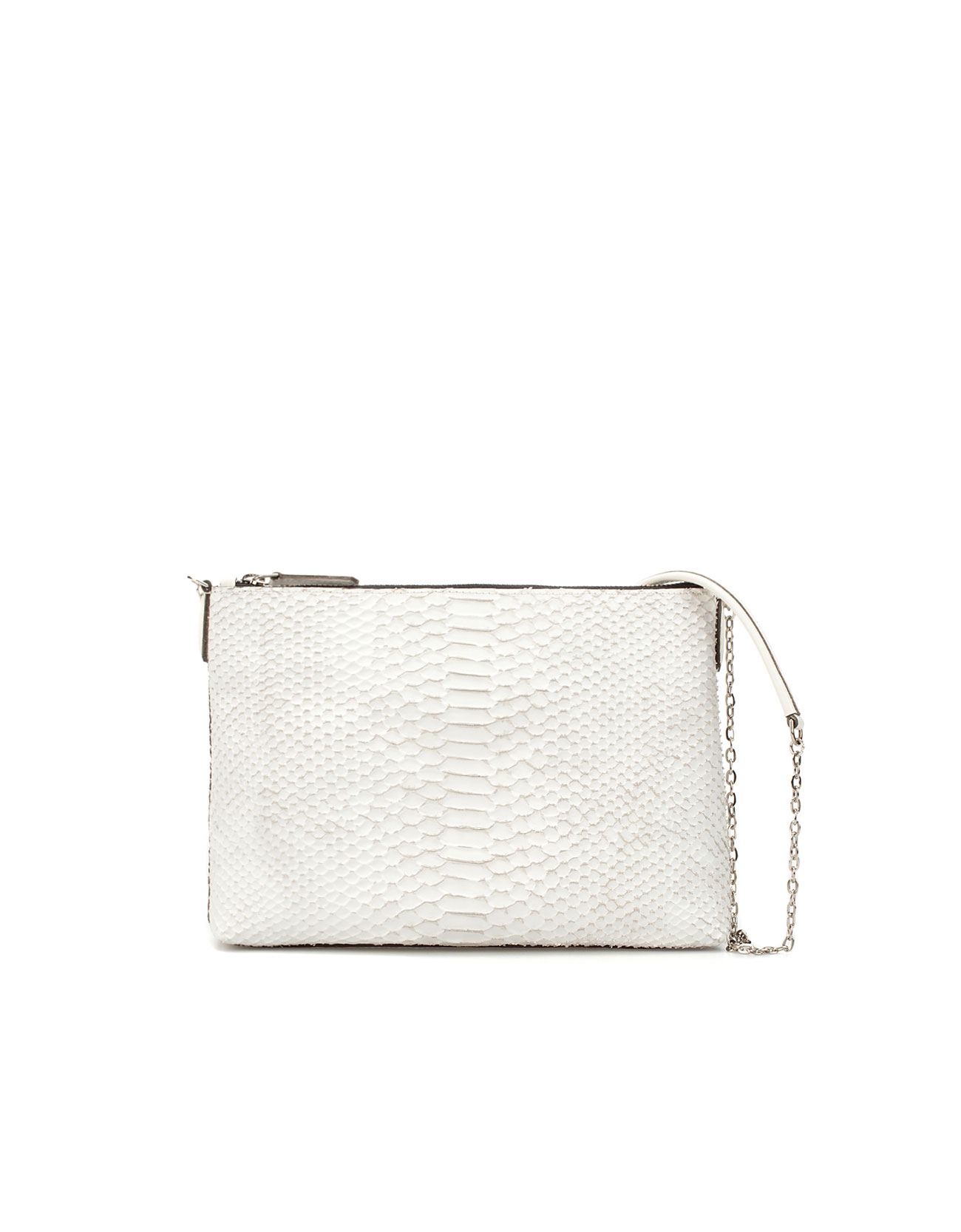 Zara Snakeskin Messenger Bag in White | Lyst