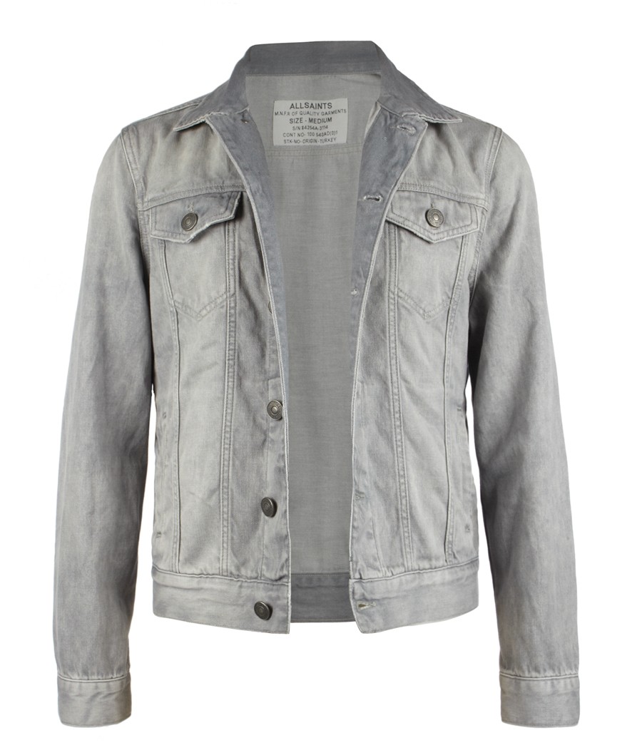 AllSaints Powder Denim Jacket in Washed Grey (Gray) for Men Lyst