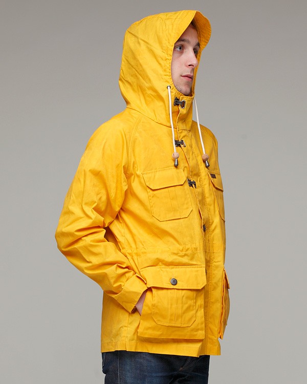 yellow waterproof parka