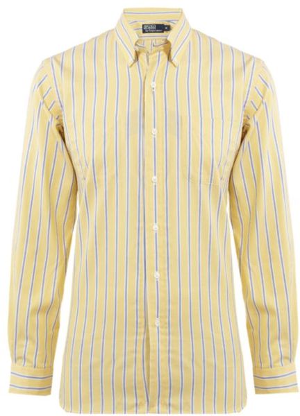 Polo Ralph Lauren Custom Fit Striped Oxford Shirt in Yellow for Men | Lyst
