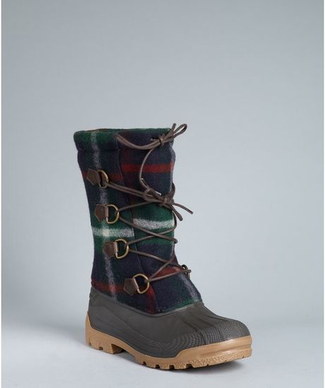 Ralph Lauren Hunter Green Plaid Wool Nansen Work Boots in Green for Men ...