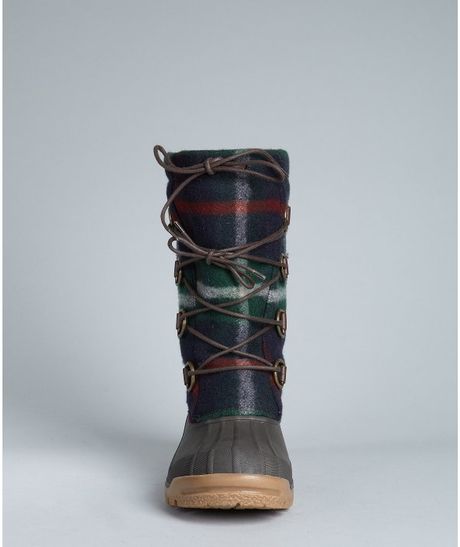 Ralph Lauren Hunter Green Plaid Wool Nansen Work Boots in Green for Men ...