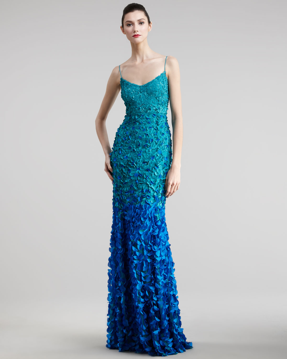 THEIA Ombre Petal Gown in Gold (Blue) Lyst