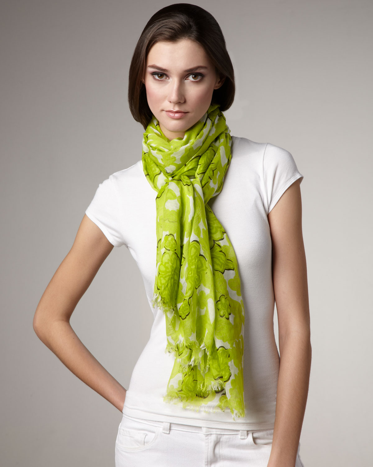 Lyst Oscar De La Renta Printed Scarf in Yellow
