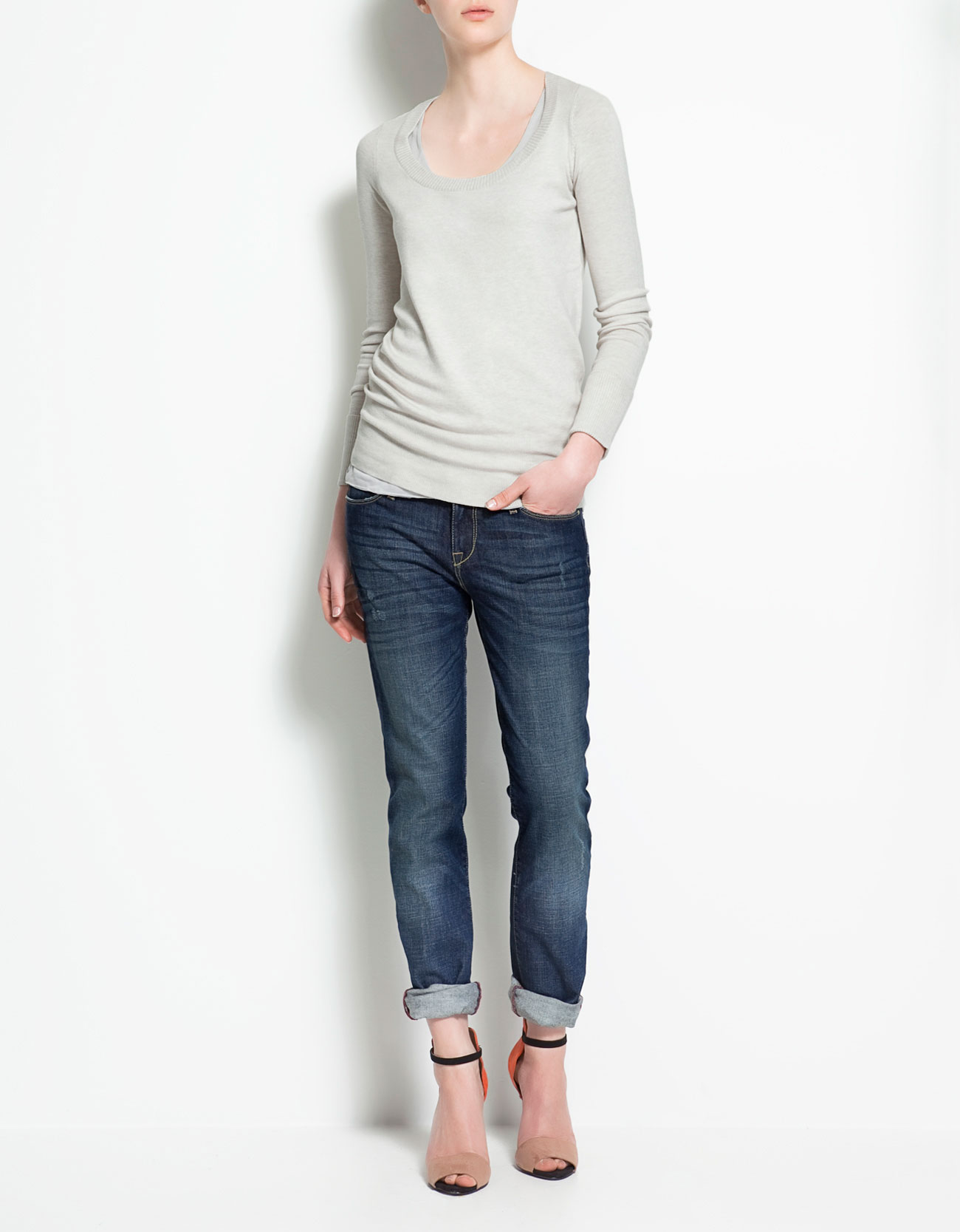  Zara  Basic  Sweater  in Gray ecru vigore Lyst