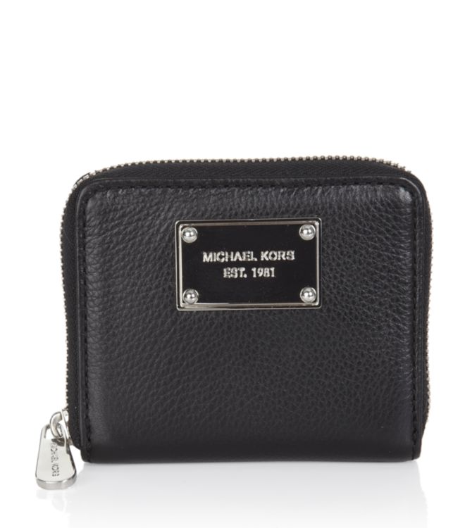 Michael michael kors Jet Set Zip Around Small Wallet in Black | Lyst
