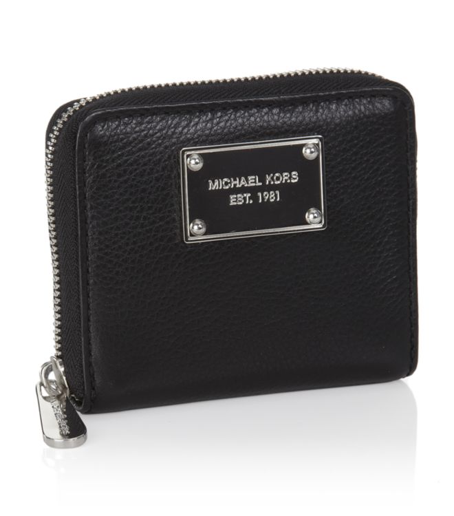 Michael michael kors Jet Set Zip Around Small Wallet in Black | Lyst