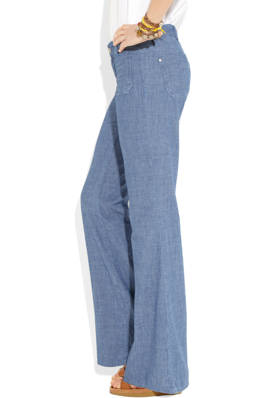 Lyst M.I.H Jeans Miramar Midrise Wideleg Chambray Jeans in Blue