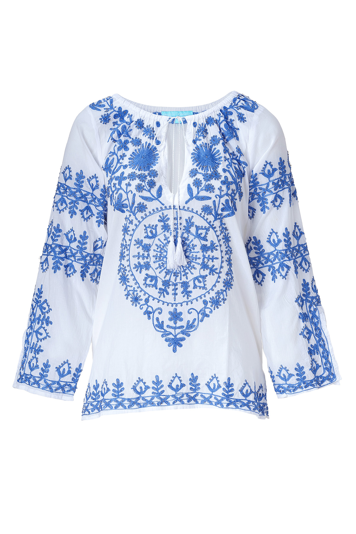 Melissa Odabash Embroidered Tunic Top in Blue - Lyst