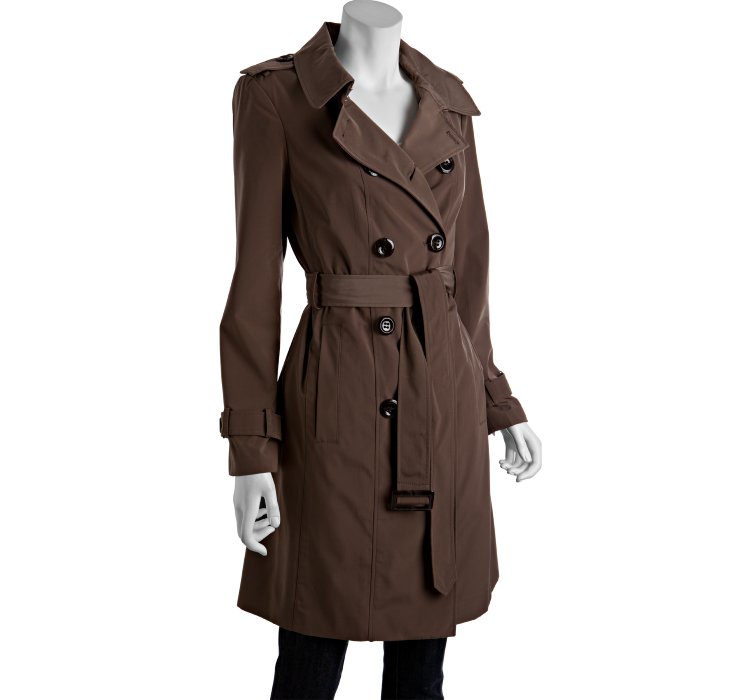 Calvin Klein Truffle Brown Pleated Back Water Resistant Trench in Brown ...