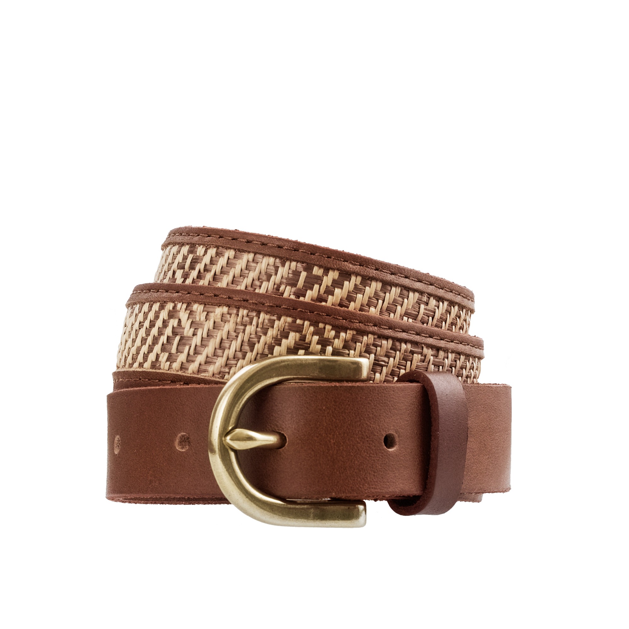 J.crew Leathertrim Raffia Belt in Brown Lyst