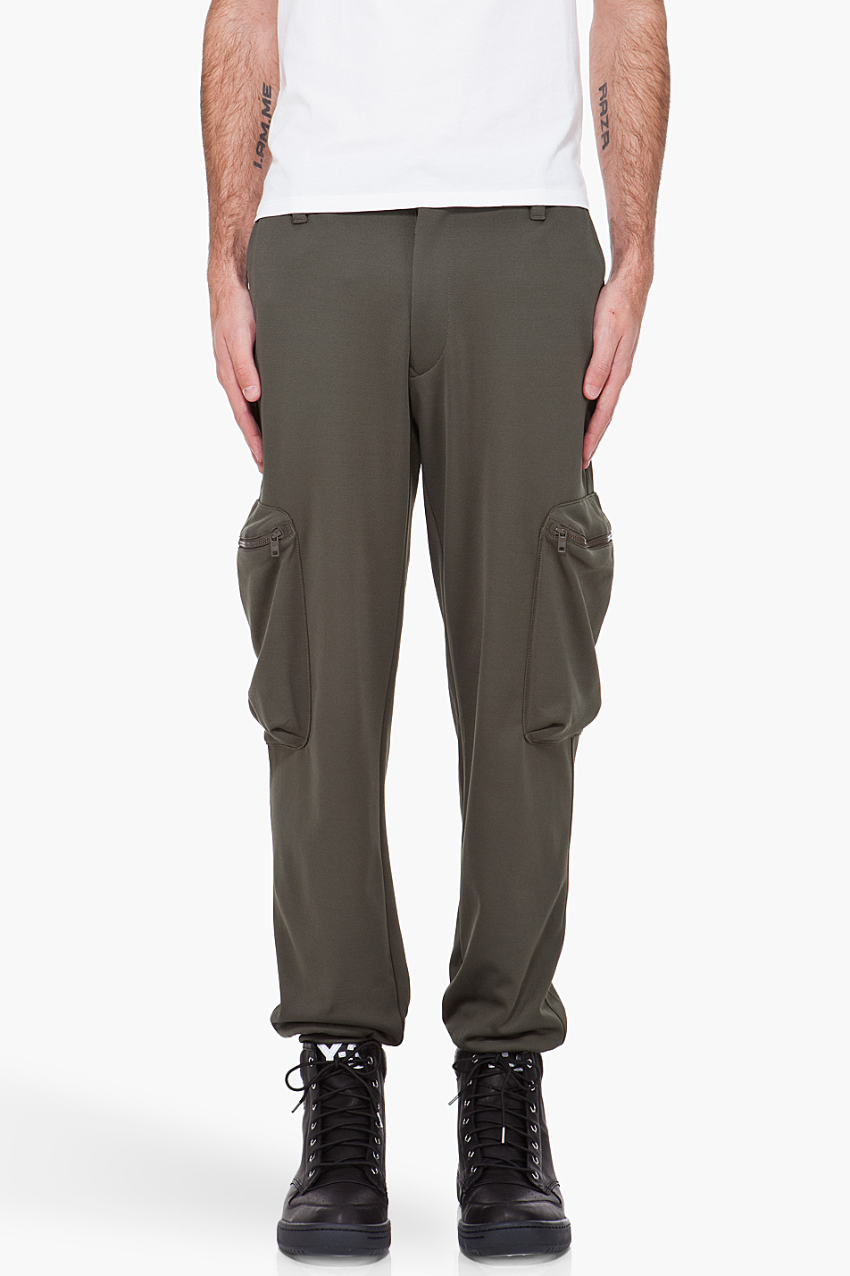 Y3 Olive Cargo Track Pants in Green for Men Lyst