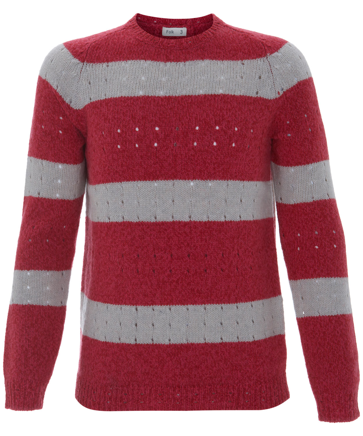 Folk Grey and Pink Stripe Chunky Knit Jumper in Gray for Men | Lyst