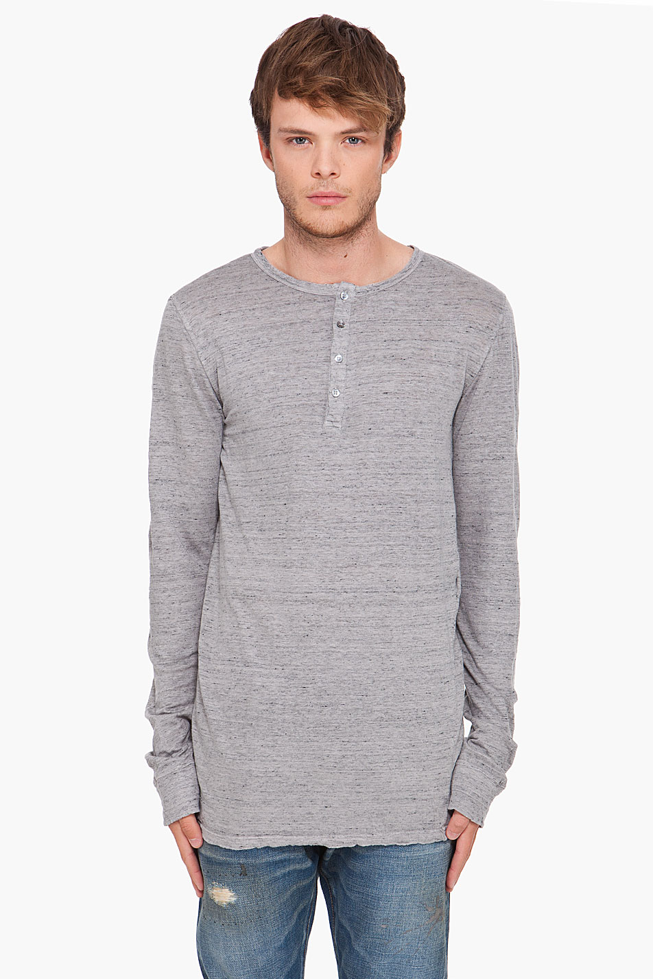 Balmain Henley Jersey T-shirt in Grey (Gray) for Men - Lyst