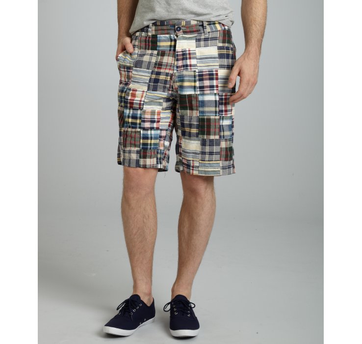 Lyst Canterbury Blue Patchwork Madras Cotton Longboard Shorts in Blue