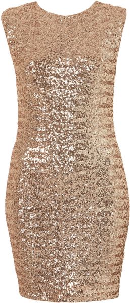 Topshop Sequin Cross Back Bodycon Dress By Dress Up in Gold | Lyst