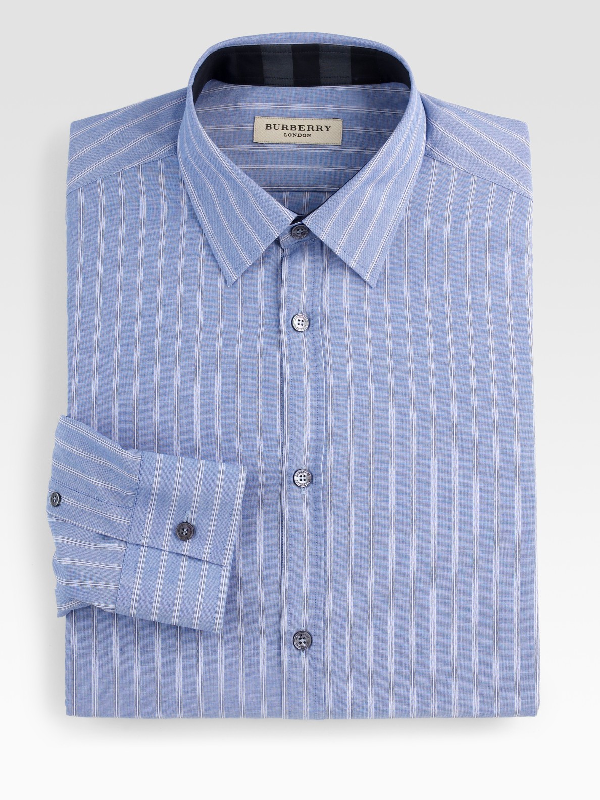 Burberry Pinstripe Dress Shirt in Blue for Men Lyst