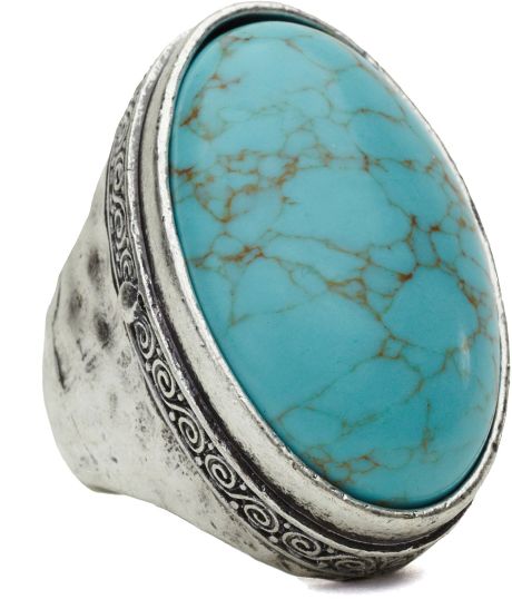 Lucky Brand Large Turquoise Stone Ring in Blue (turq) | Lyst