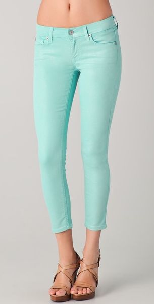 7 For All Mankind Cropped Skinny Jeans in Blue (turquoise) | Lyst