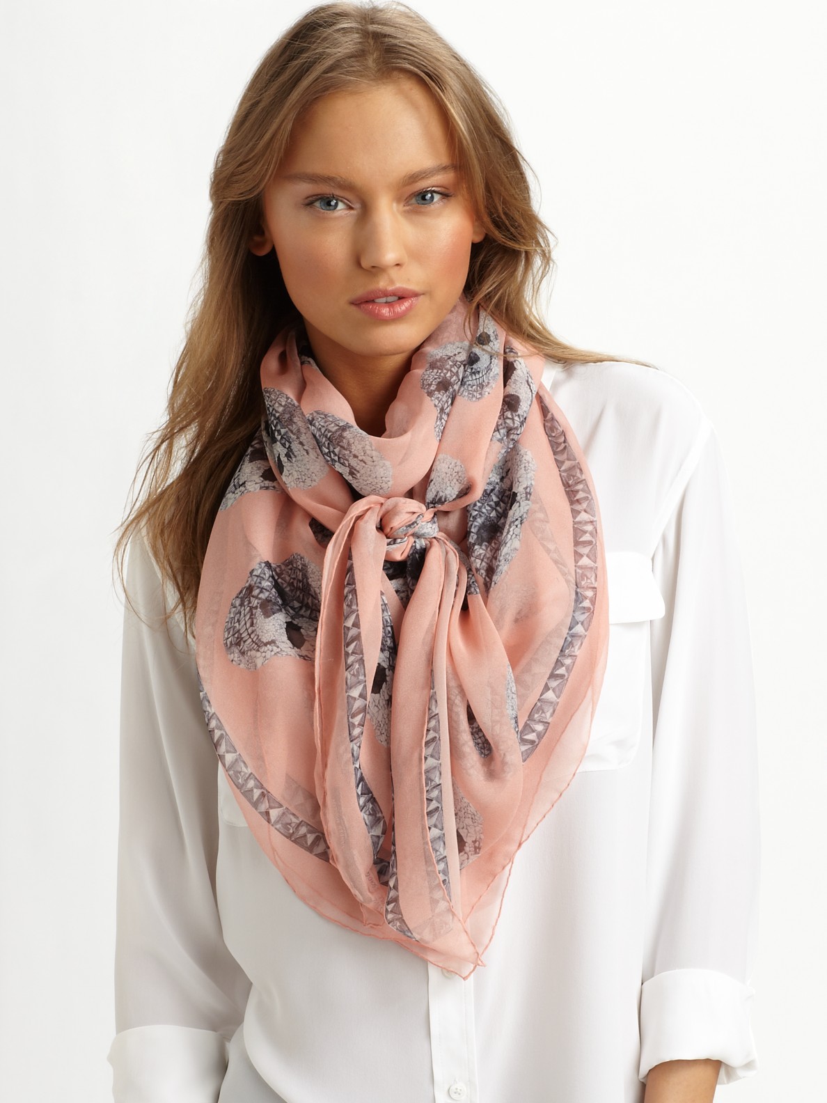 Alexander mcqueen pink skull scarf clearance