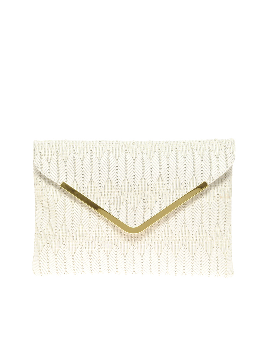 Lyst Asos Collection Asos Weave Metal Bar Clutch in Natural