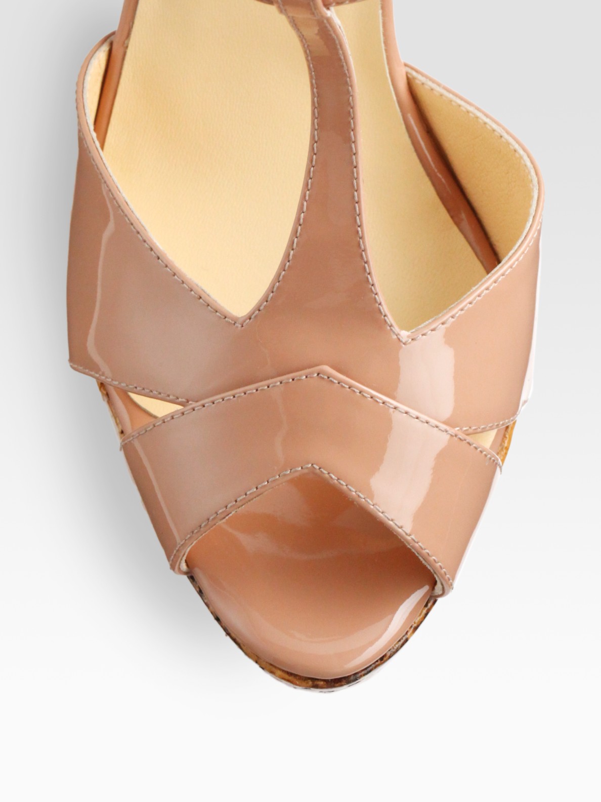 T-strap Cork Wedge Sandals 