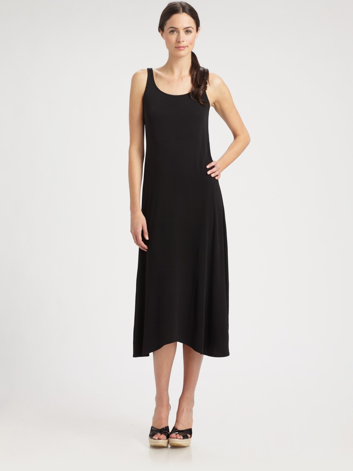 Eileen Fisher Silk Dress in Black - Lyst